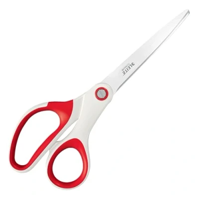 Image of Leitz Wow Titanium Scissors, Right or Left Handed (Ambidextrous), Red Scissors for Office Home, Ergonomic Handle, 8 x 1.7 20,5 cm, 53192026