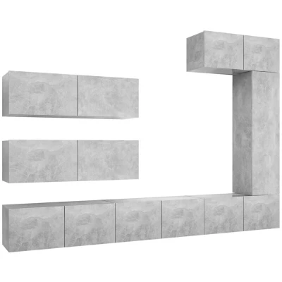 Image of vidaXL 7 Piece TV Cabinet Set Concrete Grey Engineered Wood