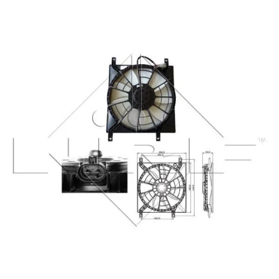 Image of 9536079J00, 9536079J01, 9536079J02 Cooling fan NRF 47257 320mm 12V 180W with radiator shroud SUZUKI: SX4 I Hatchback
