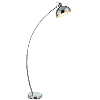 Image of Teamson Home Modern Tall Floor Standing Lamp, Adjustable Neck, Curved Arched Lamp with Chrome Bell Shade and Base for Living Room