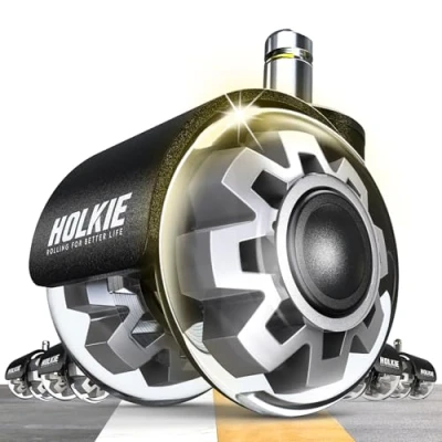 Image of HOLKIE Office Chair Wheels 10x22mm 1KEA ONLY 2 Inch Castors Replacement, Grey Dual Rubber Smooth &amp; Silent Desk Casters Set of 5 For Hardwood Floors Carpet Computer Gaming Rollers