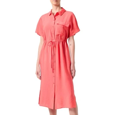 Image of VERO MODA Women&#039;s Vmiris S/S Shirt Calf Dress WVN Ga Noos Keid, Cayenne, XS
