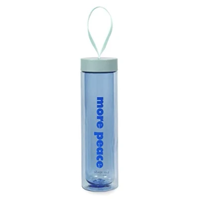 Image of Kate Spade New York 16 Ounce BPA Free Blue Plastic Water Bottle with Travel Wristlet Strap (More Peace)