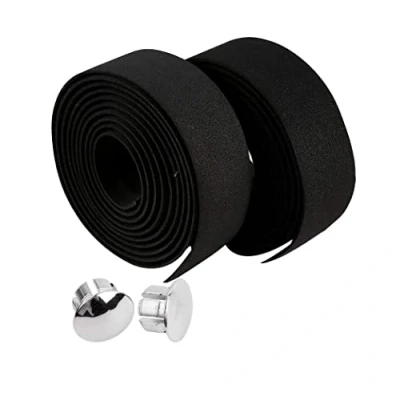Image of Alomejor Bicycle Handlebar Tape Handle Bar Wraps with 2 Plugs 2PCS Cycling for Mountain Bike Road Bike(Black)