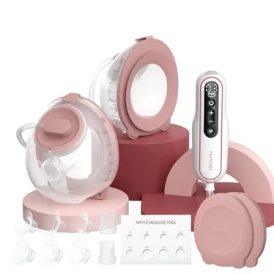 Image of Momcozy Breast Pump V2 Pro Ultra Lightweight, Hands Free &amp; Portable Wearable with Upgraded Integrated DoubleFit Flange, Quiet Leak Proof Electric Pump, 3 Modes9 Levels, 17/19/21/24mm