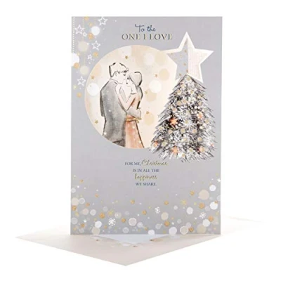 Image of Hallmark 25497988 One I Love Medium Christmas Card &quot;Happiness We Share&quot;