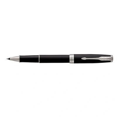 Image of Parker Sonnet Rollerball Pen Matte Black Lacquer with Palladium Trim Fine Point Ink Gift Box