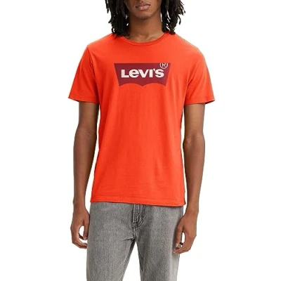 Image of Levi&#039;s Men&#039;s Graphic Crewneck Tee T Shirt, Batwing Mandarin Red, M