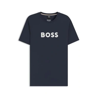 Image of BOSS Men Neck Logo T Shirt Navy 413 Small