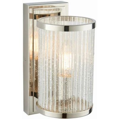 Image of Easton 1 Light Wall Bright Nickel, Ribbed Glass With Bubbles, E14