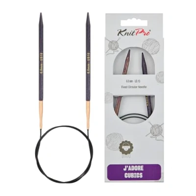Image of KnitPro J&#039;Adore Cubics Knit Pins Circular Fixed Knitting Needles 40cm x 6.00mm, Purple, 26 1912103521