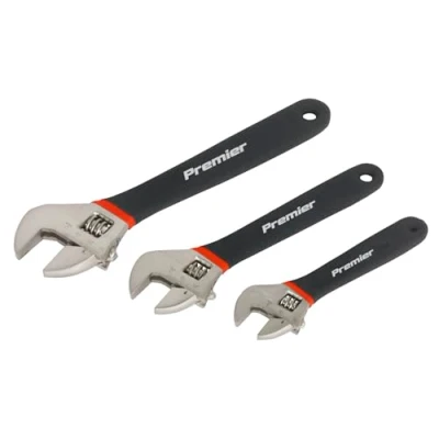 Image of Sealey Premier Adjustable Wrench Set 3pc Ni Fe Finish
