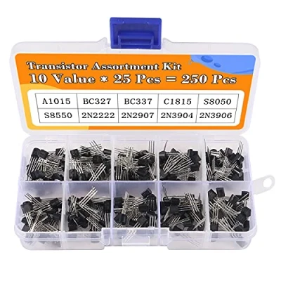 Image of AOICRIE 250 Pcs Transistors, PNP NPN Power General Purpose Transistors Assortment Kit A1015 BC327 BC337 C1815 S8050 S8550 2N2222 2N2907 2N3904 2N3906