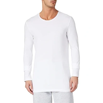 Image of Schiesser Men&#039;s 95/5 Organic Cotton Long Sleeve Vest Underwear, Black, XXL