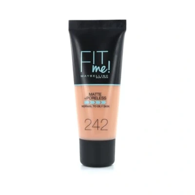 Image of Maybelline Fit Me Foundation, Matte &amp; Poreless, Full Coverage Blendable Normal to Oily Skin, 242 Light Honey 30ml