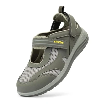 Image of FitVille Women FlexiWalk Walking Sandals Casual Shoes for Outdoor, Grey, 7.5, Wide