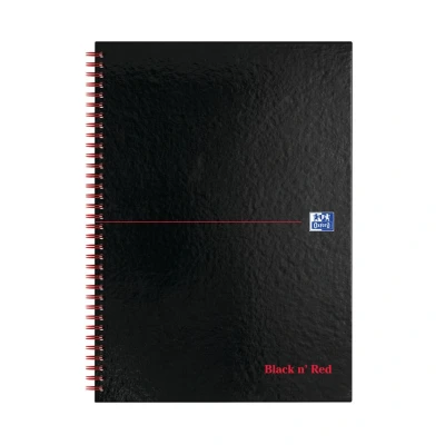 Image of Black n&#039; Red 5mm Square Wirebound Hardback Notebook A4 (Pack of 5)