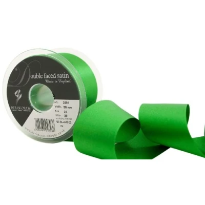 Image of Berisfords Double Satin Ribbon, Emerald, 20 m