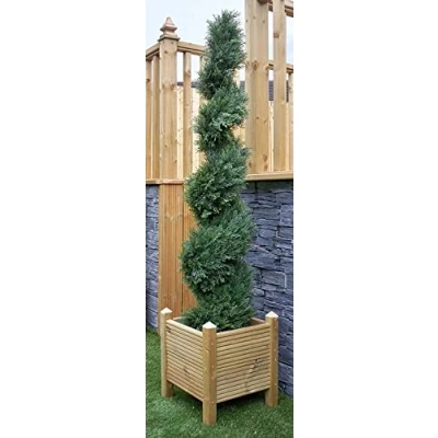 Image of Best Artificial 5ft 150cm Cedar Conifer Spiral Topiary Tree **UV Fade Protected**