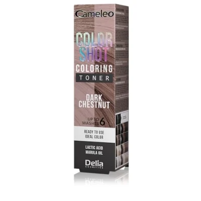 Image of Cameleo Color Shot Dark Chestnut Hair Toner Subtle Touch Lasts up to 6 Washes Refresh Marula Oil and Lactic Acid 60ml