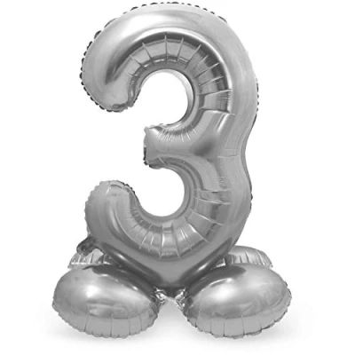 Image of Folat Foil Balloon with Standard Number 3 Silver 72 cm