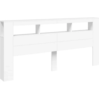 Image of vidaXL White Engineered Wood LED Headboard Contemporary Design with RGB Lighting and Storage Functionality, Suitable for Bedroom