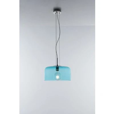 Image of Gibus Glass Dome Ceiling Pendant, Blue, E27