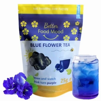 Image of Better Food Mood Premium Blue Tea 25g No Artificial Colours &amp; Purple Changing Flower Rich in Antioxidants Use for Cocktails, Latte