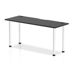Image of Impulse Black 1600 x 600mm Straight Table CP Aluminium Leg