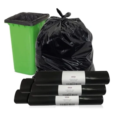 Image of Abbey 50 Black Wheelie Bin Liners 240L Capacity Refuse Sacks Heavy Duty Bags for Outside and Garden Strong Garbage Rubbish On a Roll 30 Inch x 46 Wide 54 Long