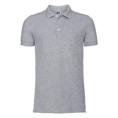 Image of Russell Mens Ripple Collar &amp; Cuff Short Sleeve Polo Shirt (2XL) (Light Oxford)