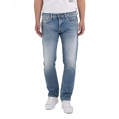 Image of REPLAY Men&#039;s MA972 Grover Deep Comfort Jeans, Light Blue 010, 28W / 32L