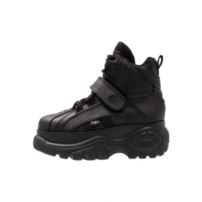 Image of Buffalo Hightop trainers, Women&#039;s, Size: 6, Black Leather and textile