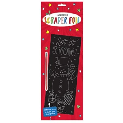 Image of QDS Christmas Scraperfoil Silver Engraving Art Set Childrens Stocking Filler Activity (Snowman design)