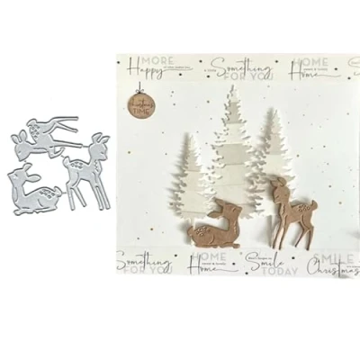 Image of 3pcs Christmas Deers Dies Metal Die Cuts, Deer Cutting Cut Stencils for DIY Scrapbooking Cards Photo Album Decorative Embossing Paper Card Making