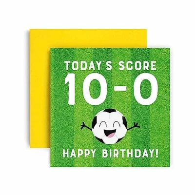 Image of Huxters 10th Birthday Card Cards for Boys Girls Football Goals Scored Happy Son or Daughter Brother Sister Friend Envelope (10th)