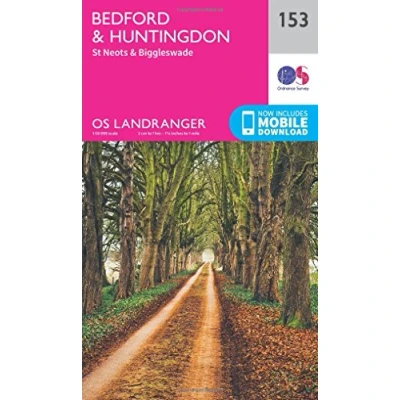 Image of Landranger 153 Bedford, Huntingdon, St Neots &amp; Biggleswade Map With Digital Version
