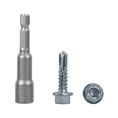 Image of (Pack of 150 pcs) DIN 7504 K Zinc Plated Steel 5.5 x 22 mm Screws, Self Drilling Sheet Metal Screw, Hex Washer Head, Tapping (150, mm)