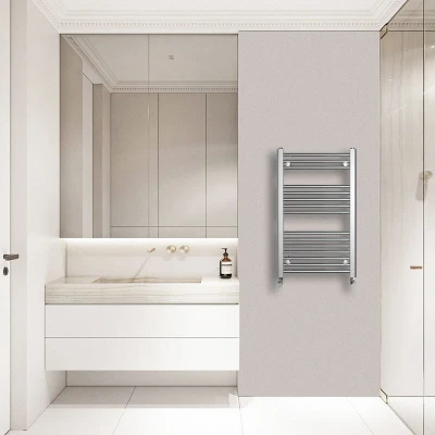 Image of Chrome Straight Bathroom Heated Radiator 800x500mm Warmehaus