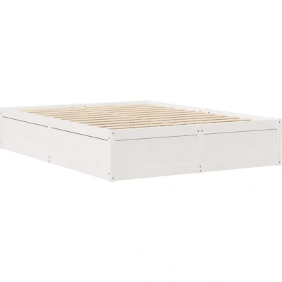Image of vidaXL Bed Frame without Mattress White 150x200 cm King Size Solid Wood Pine