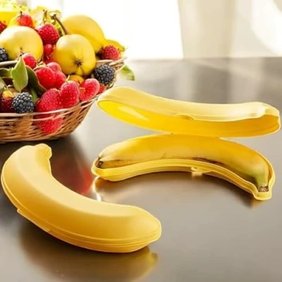 Image of Pro Home 2 Pack Banana Case For Lunch Box 23cm Reusable Premium Quality 100% BPA Free Dishwasher Safe Saver Protector Carrier Guard Cover Keep Fruit Fresh Big