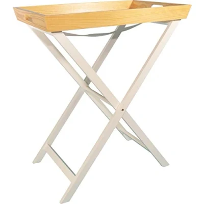 Image of St Helens Home &amp; Garden Folding Side Table with Removeable Tray For serving Drinks, Snacks, Food, Dinner (White)