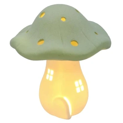 Image of Shudehill Giftware Mushroom Glow LED Light Up House Mini Lamp Ornament Grey, Sage or Pink (Sage)