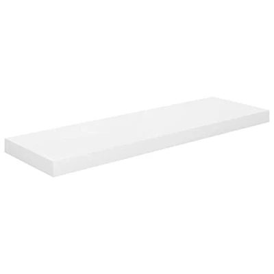Image of vidaXL Modern Floating Wall Shelf High Gloss White, Honeycomb MDF and Metal, Invisible Mounting System, For Home Decor 80x23.5x3.8 cm