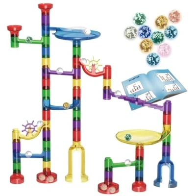 Image of Glowing Marble Run Discovery Set with Glow in the Dark Marbles, Anti Wobble, Durable Construction &amp; Educational STEM Toy for Kids 4 7 Years Curious Young Builders