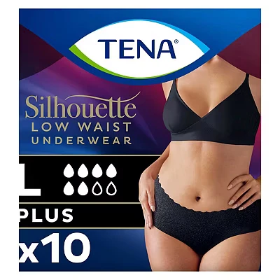 Image of TENA Silhouette Incontinence Pants Plus Large Low Waist Black 10s
