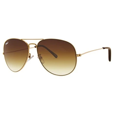 Image of Zippo Eyewear Flash Pilot Sunglasses UV400 Protection Logo on Left Lense Adult, Unisex Made in USA Gradient Mirror Brown Lenses, Temple Gold