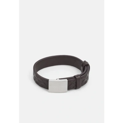 Image of Emporio Armani Men&#039;s Silver Leather Bracelet, EGS3135040