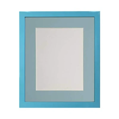 Image of FRAMES BY POST 0.75 Inch Picture Photo Frame with Blue Mount A3 Image Size A4 Plastic Glass