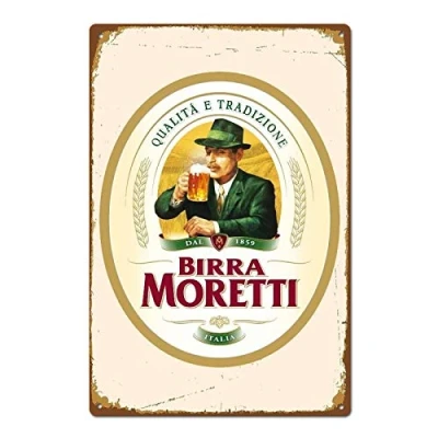 Image of Birra Moretti Italian Italy Beer Vintage Retro TIN SIGN Metal Door Plaque 7.8X11.8 INCH